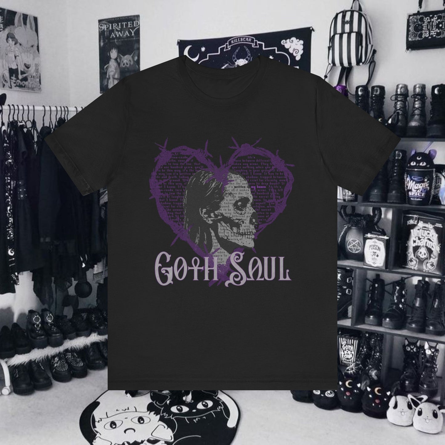 Bones Unisex Jersey Short Sleeve Tee with Purple Design (USA)