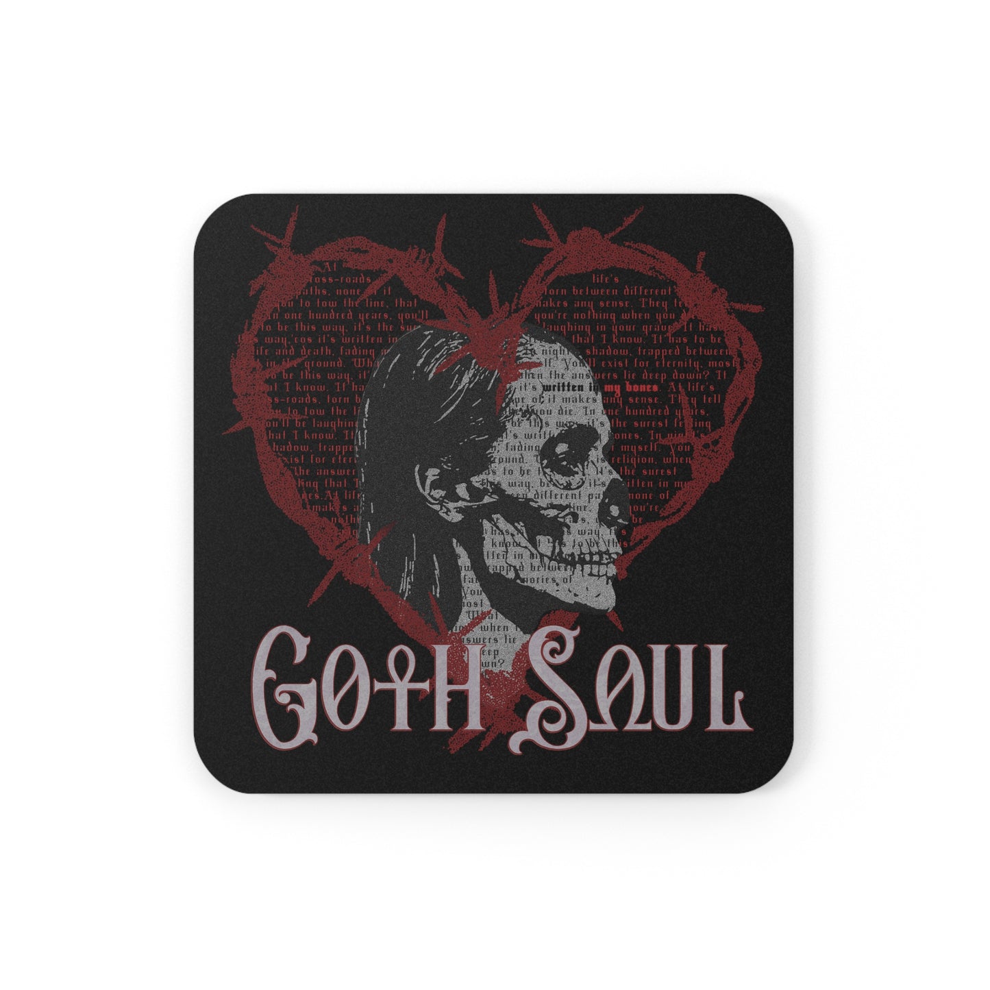 Bones Cork Back Coaster with Red Design (US)