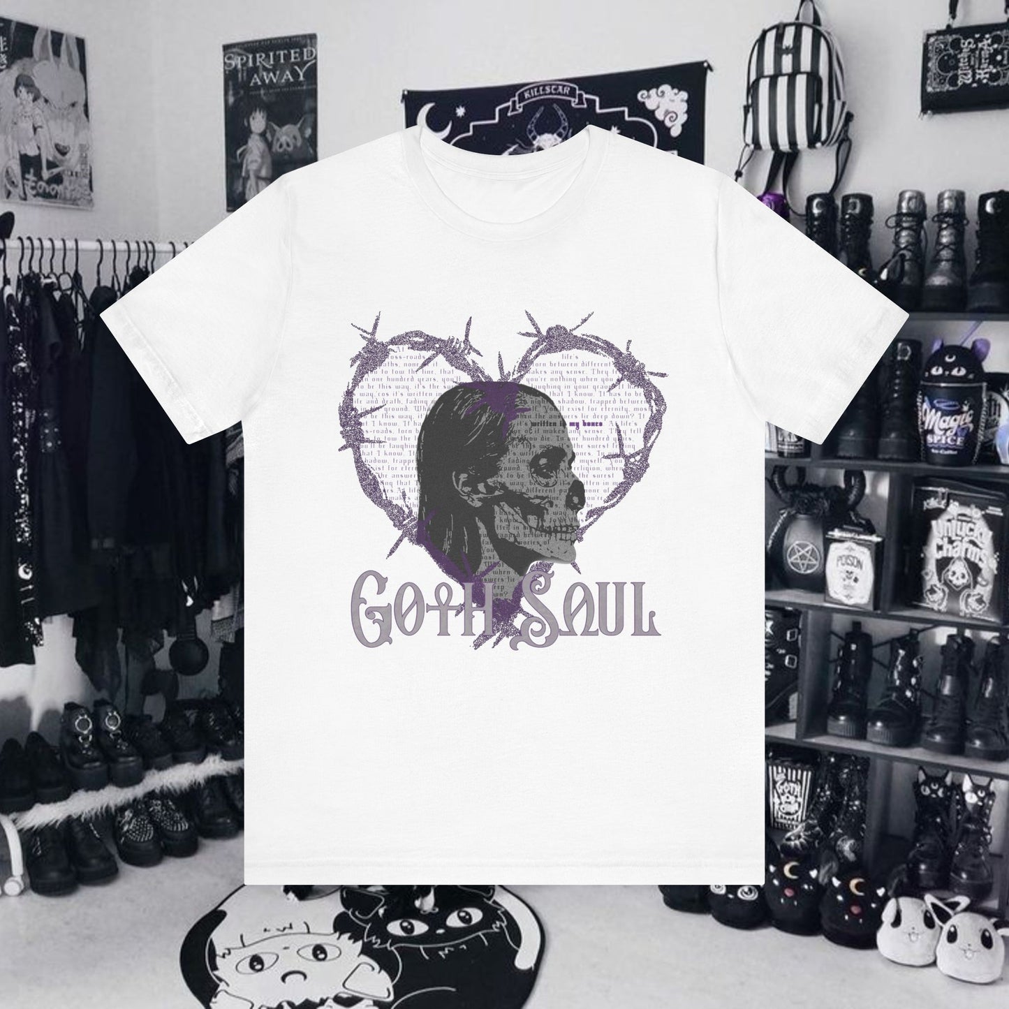 Bones Unisex Jersey Short Sleeve Tee with Purple Design (USA)