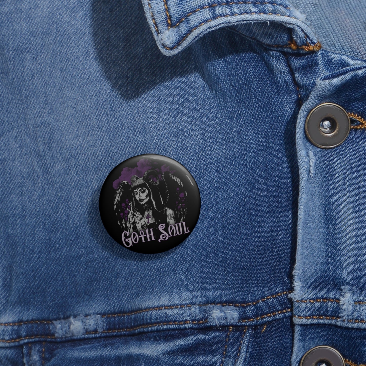 Valkyrie Pin Button with Purple Design (USA)