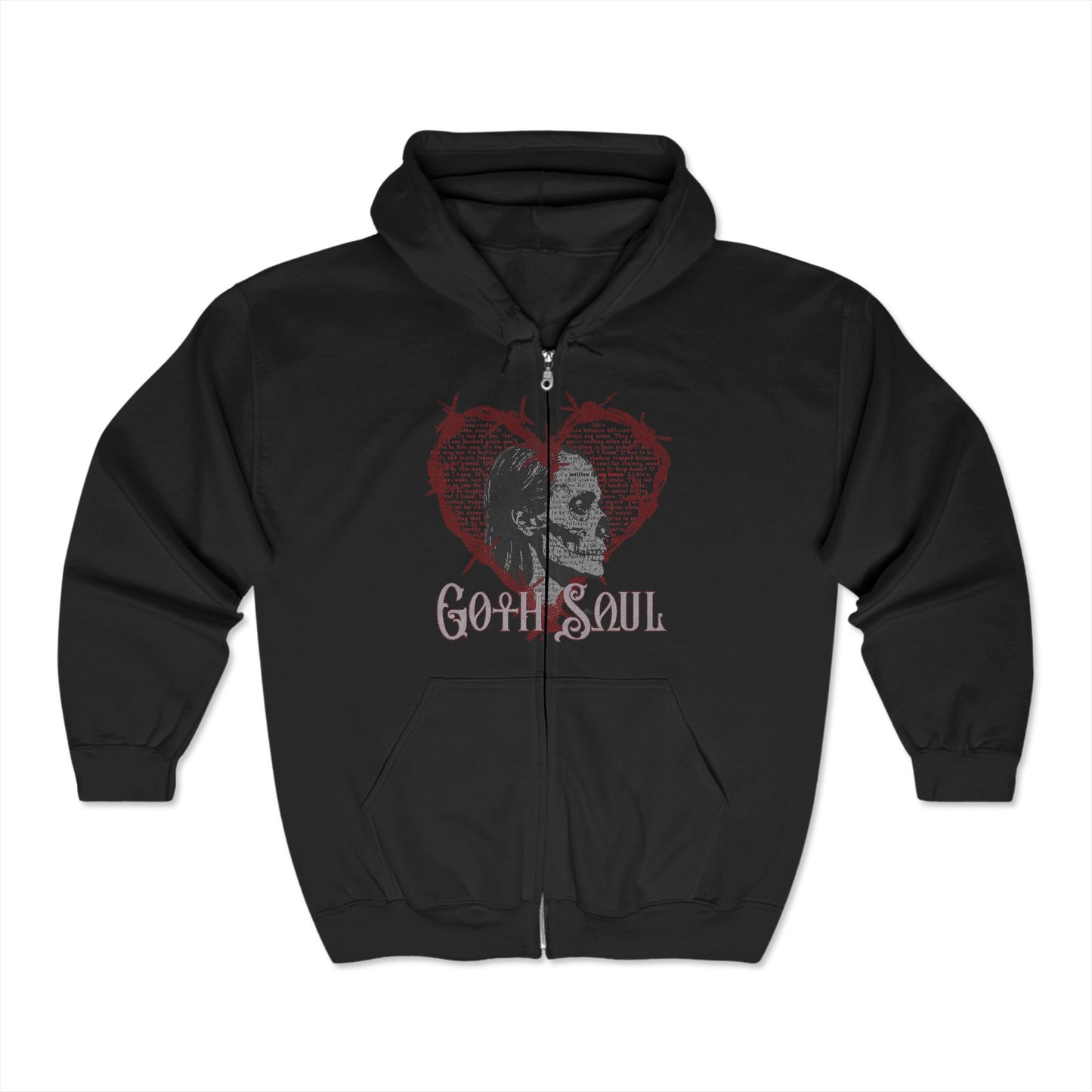 Bones Unisex Heavy Blend™ Full Zip Hooded Sweatshirt with Red Design (USA)