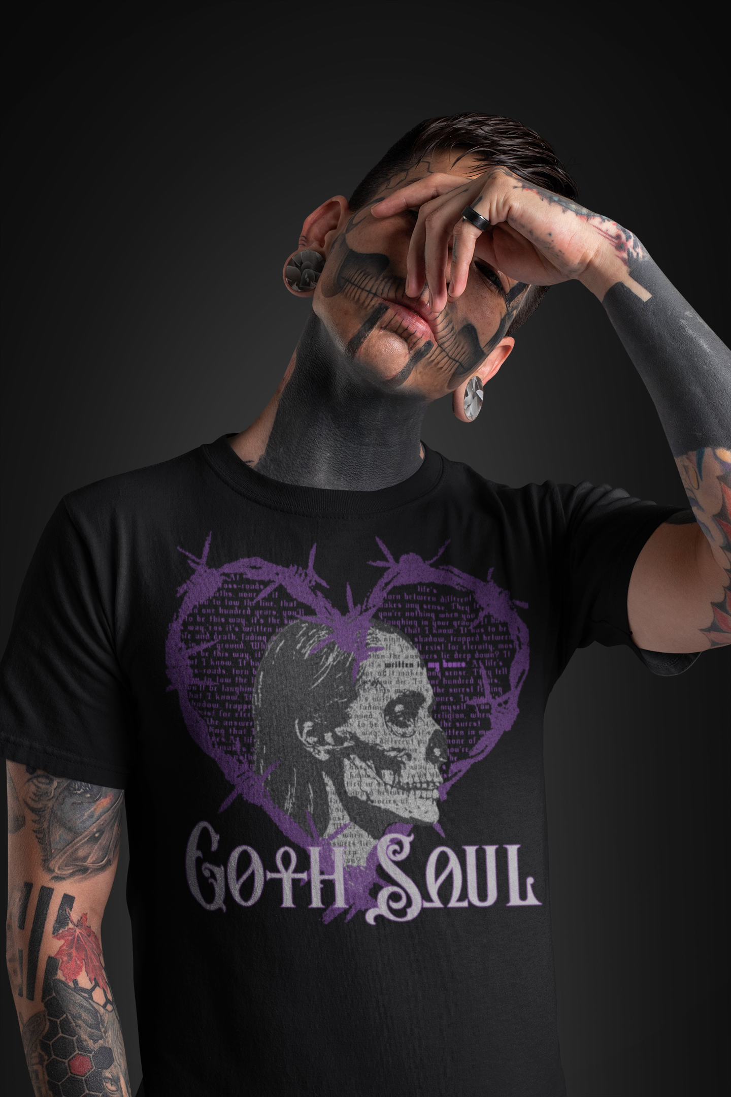Bones Unisex Jersey Short Sleeve Tee with Purple Design (USA)