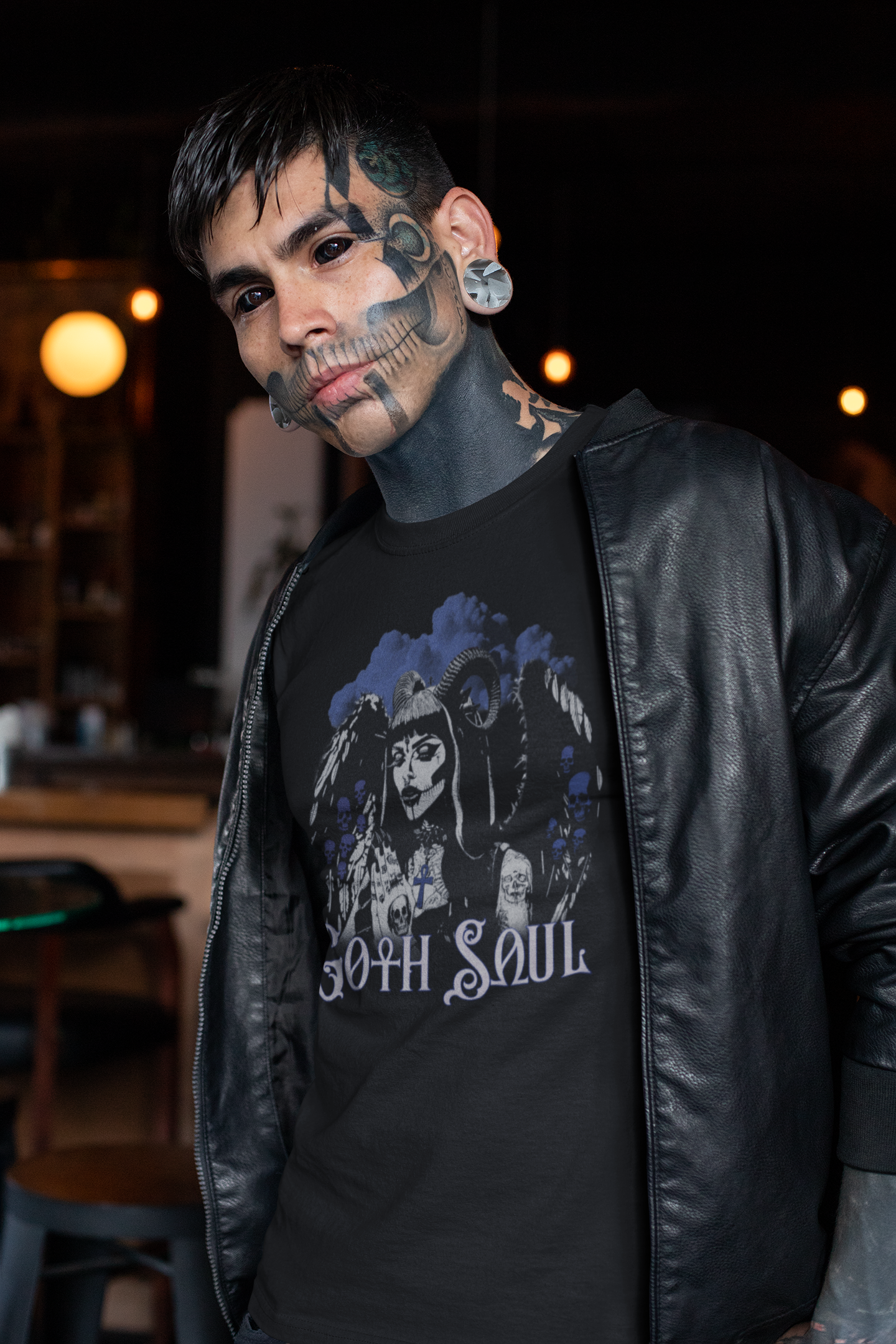 Valkyrie Unisex Black Jersey Short Sleeve Tee with Blue Design (USA)