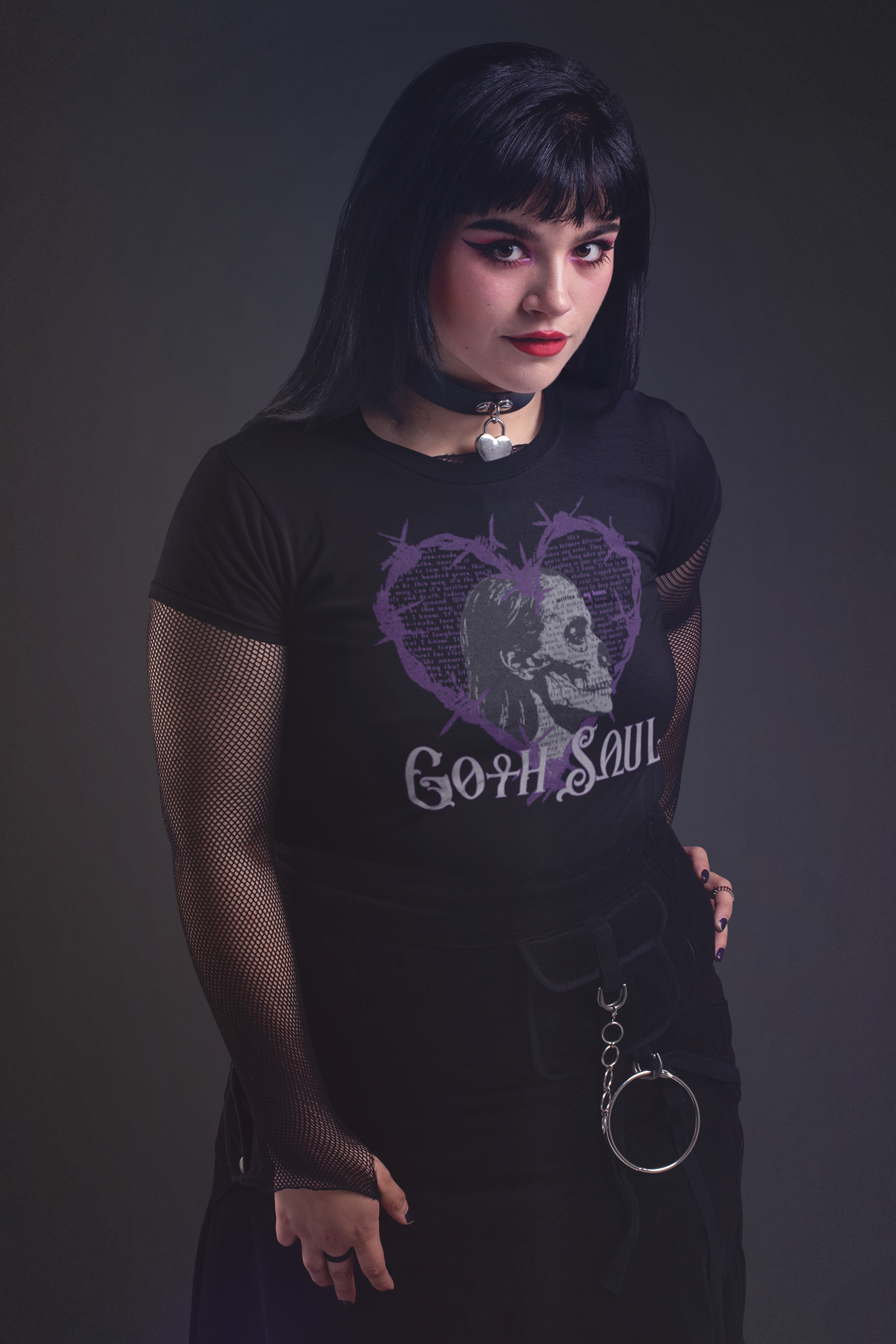 Bones Women's Midweight Cotton Tee with Purple Design (USA)