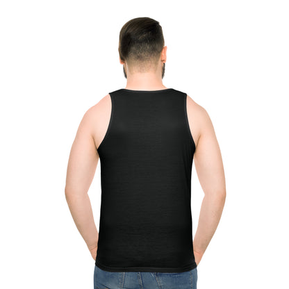 Valkyrie Unisex Black Tank Top (AOP) with Blue Design (USA)