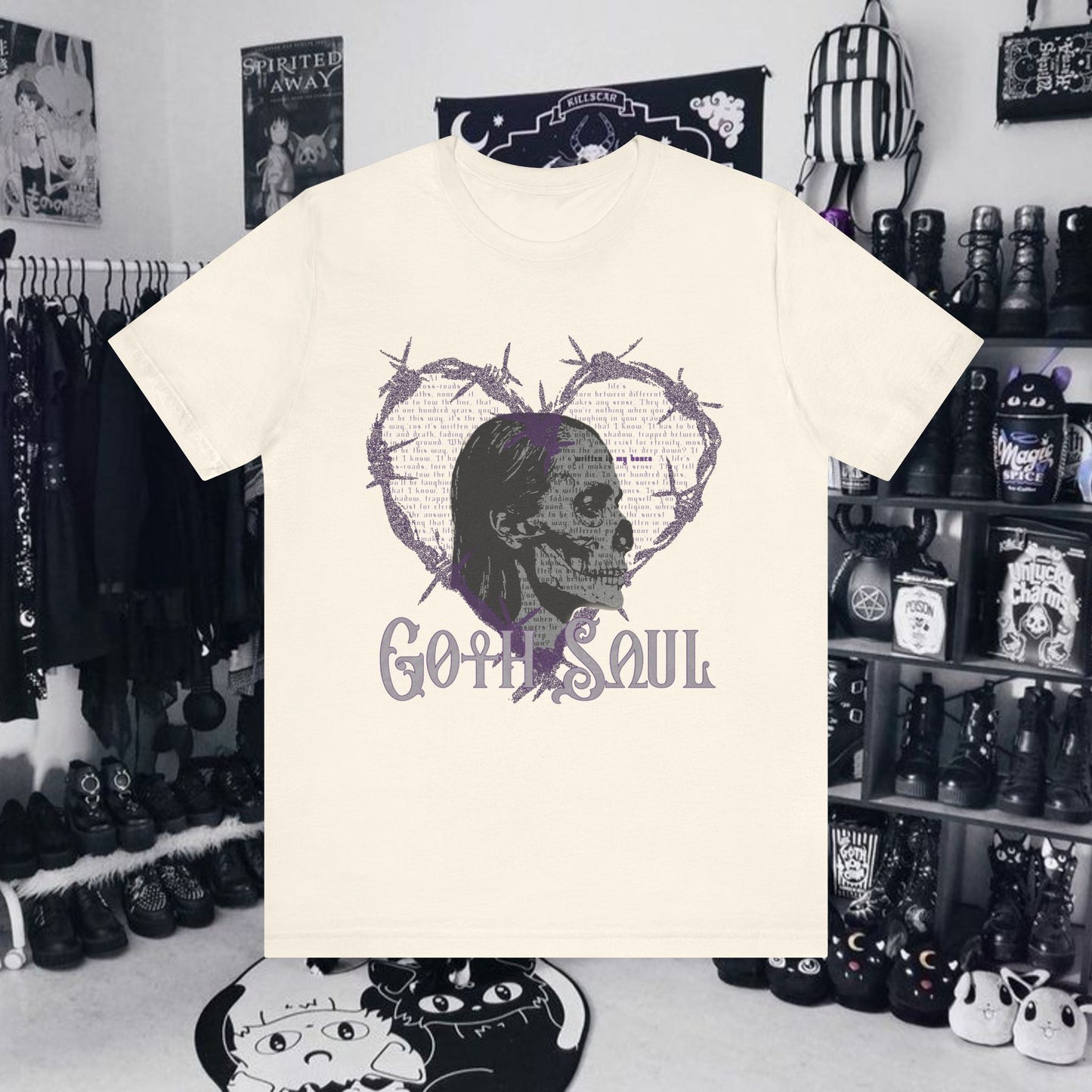 Bones Unisex Jersey Short Sleeve Tee with Purple Design (USA)