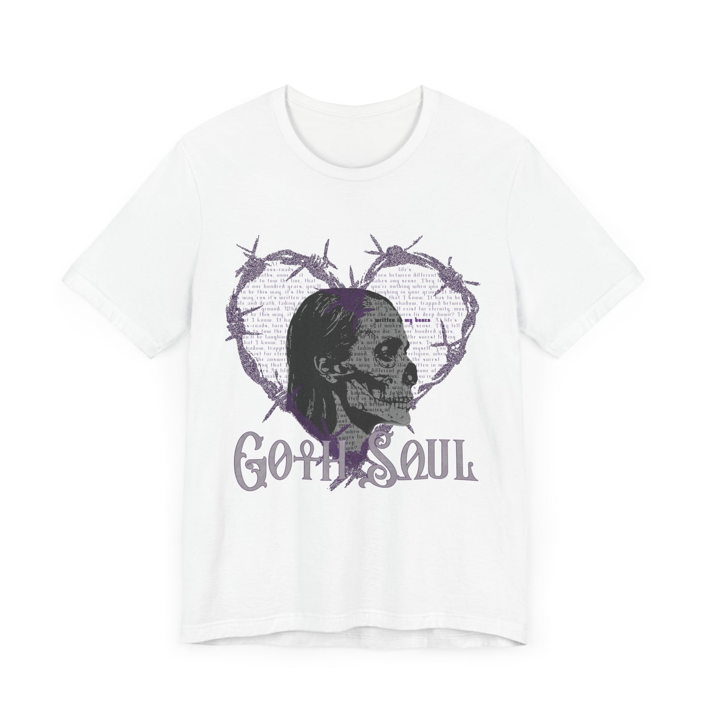 Bones Unisex Jersey Short Sleeve Tee with Purple Design (USA)