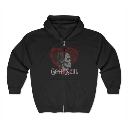 Bones Unisex Heavy Blend™ Full Zip Hooded Sweatshirt with Red Design (USA)