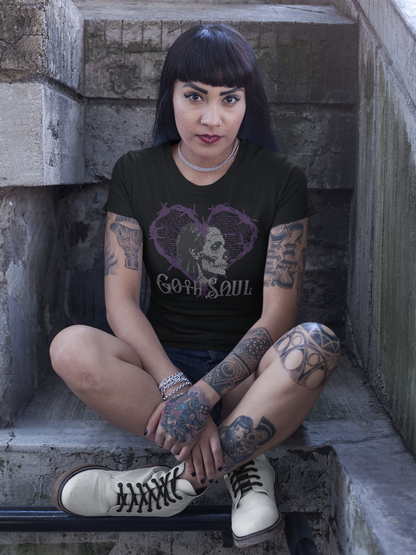 Bones Women's Midweight Cotton Tee with Purple Design (USA)