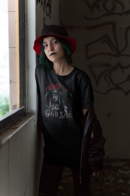 Valkyrie Unisex Black Jersey Short Sleeve Tee with Red Design (USA)