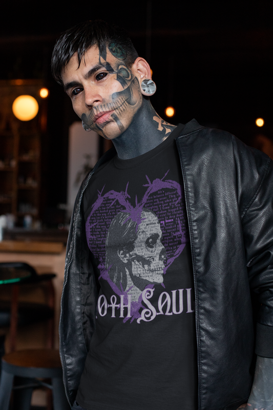 Bones Unisex Jersey Short Sleeve Tee with Purple Design (USA)